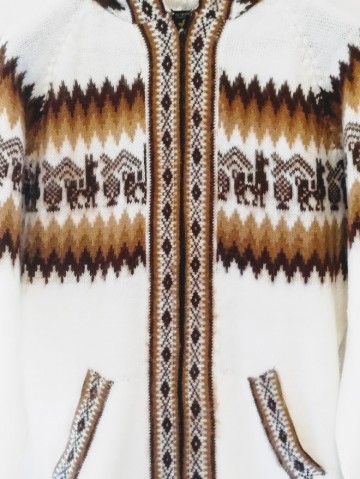 Peru Alpaka Strickjacke Kapuze weib cafe