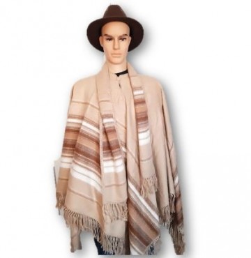 Beige heren alpaca poncho