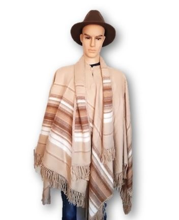 Beige heren winter poncho