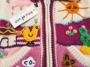 Peru kinder strickjacke weiss rose