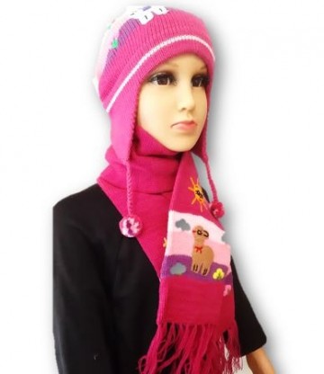 Fuchsia gebreide sjaal