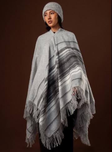 Grey alpaca poncho