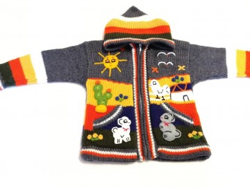 Peru kinder strickjacke hellanthrazit