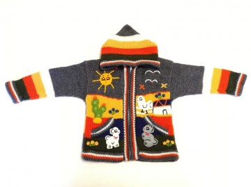 Peru kinder strickjacke hellanthrazit
