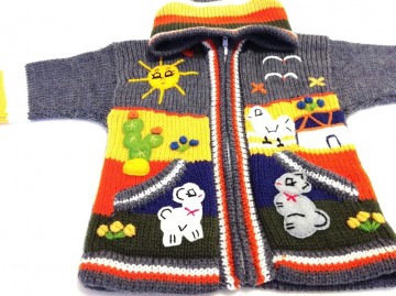 Peru kinder strickjacke hellanthrazit