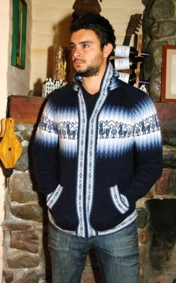 Marineblauw herenvest alpacawol