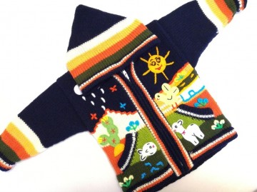 Peru kinder strickjacke blau