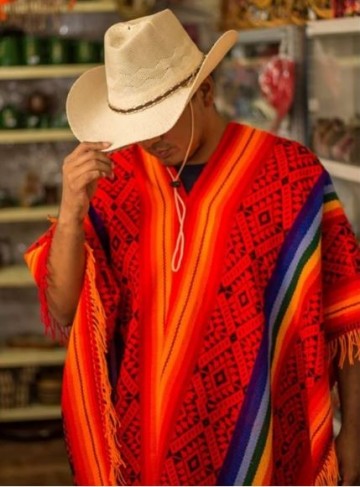 Orange heren poncho 0
