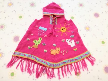Poncho mädchen fuchsia