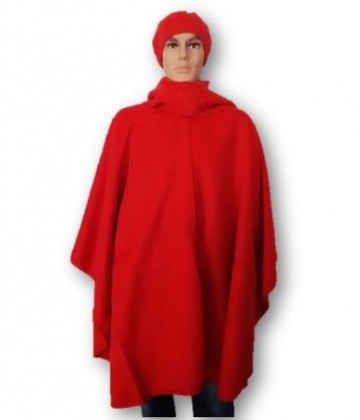 Rode alpacawol poncho