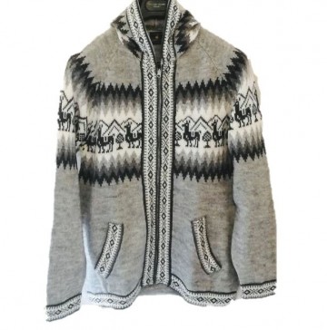 Silver alpaca hooded