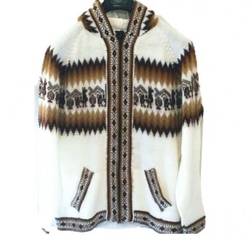 Peru Alpaka Strickjacke Kapuze weib cafe