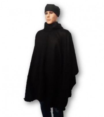 Zwarte alpaca heren poncho