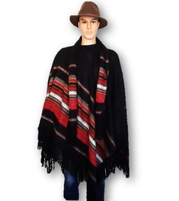 Zwarte alpaca poncho 0